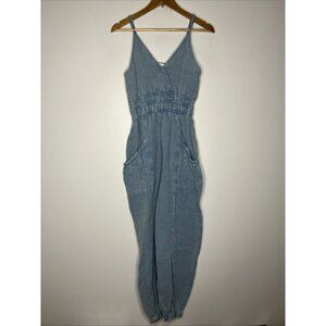 Newin Jumpsuit Onepiece Gauze Seersucker Style Blue Women's Small
